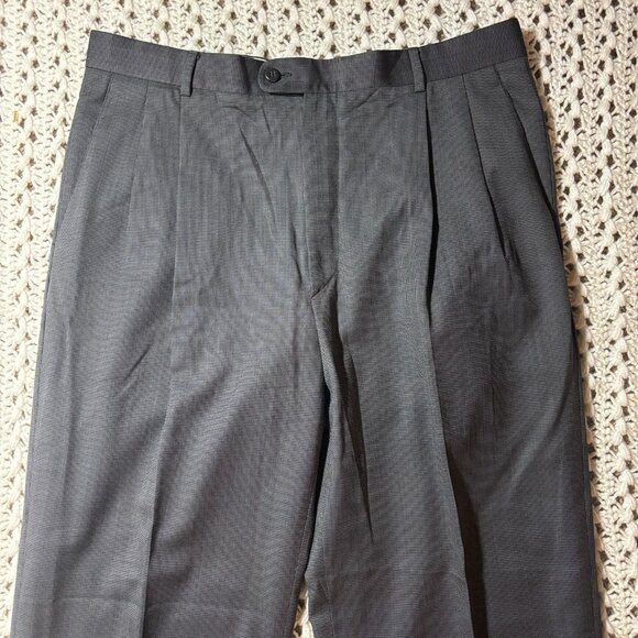 Zanella Bennet Men Gray Pure Virgin Wool Dress Pants Made in Italy Slacks 35x30 - Picture 2 of 11